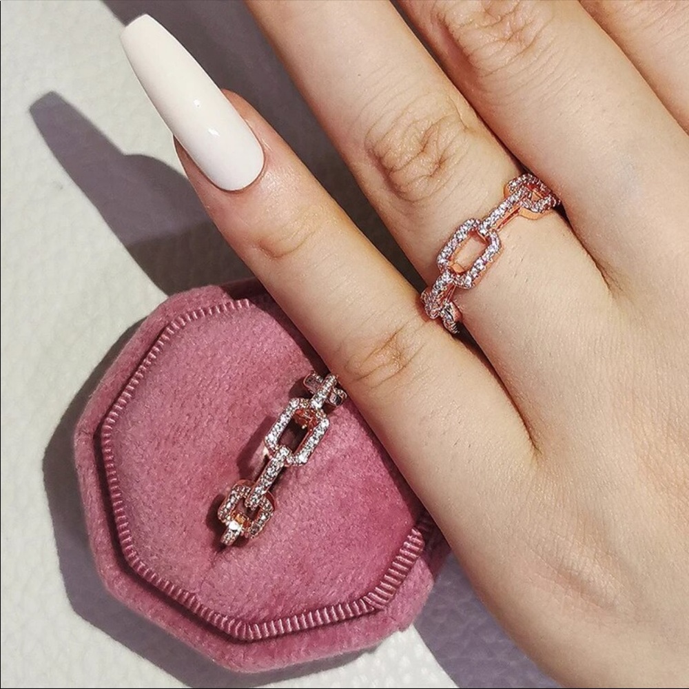 New Rose Gold Plated Diamond Women’s Ring - Picture 4 of 4